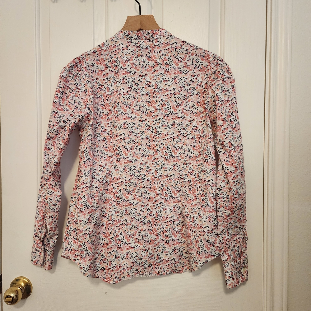 The Shirt by Rochelle Behrens Floral Button Down Shirt - Pink and White - Picture 5 of 7